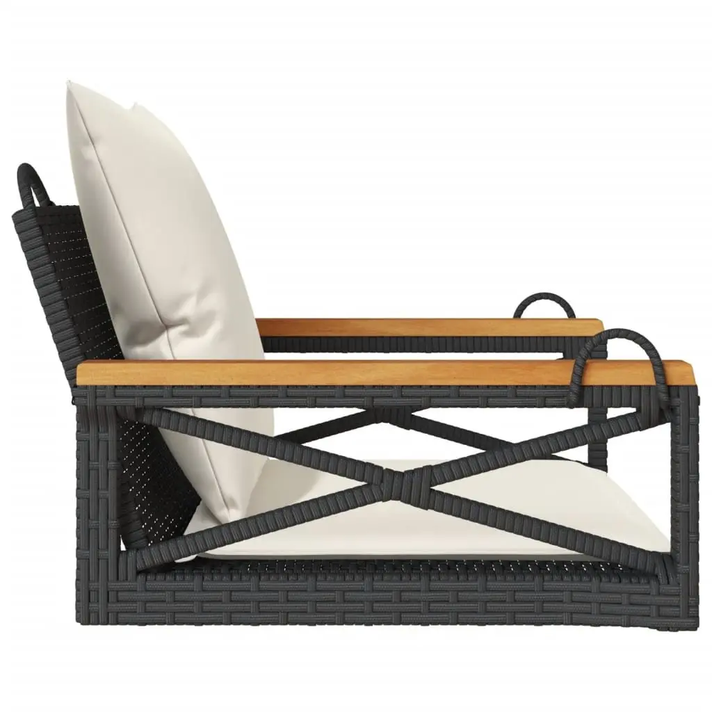 Black Swing Bench with Cushions for Outdoor Relaxation