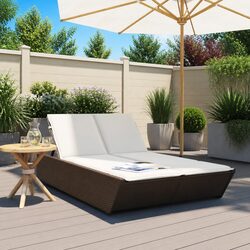 Adjustable Double Sun Lounger with Cushions for Outdoor Use