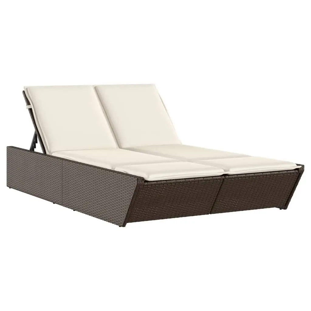 Adjustable Double Sun Lounger with Cushions for Outdoor Use