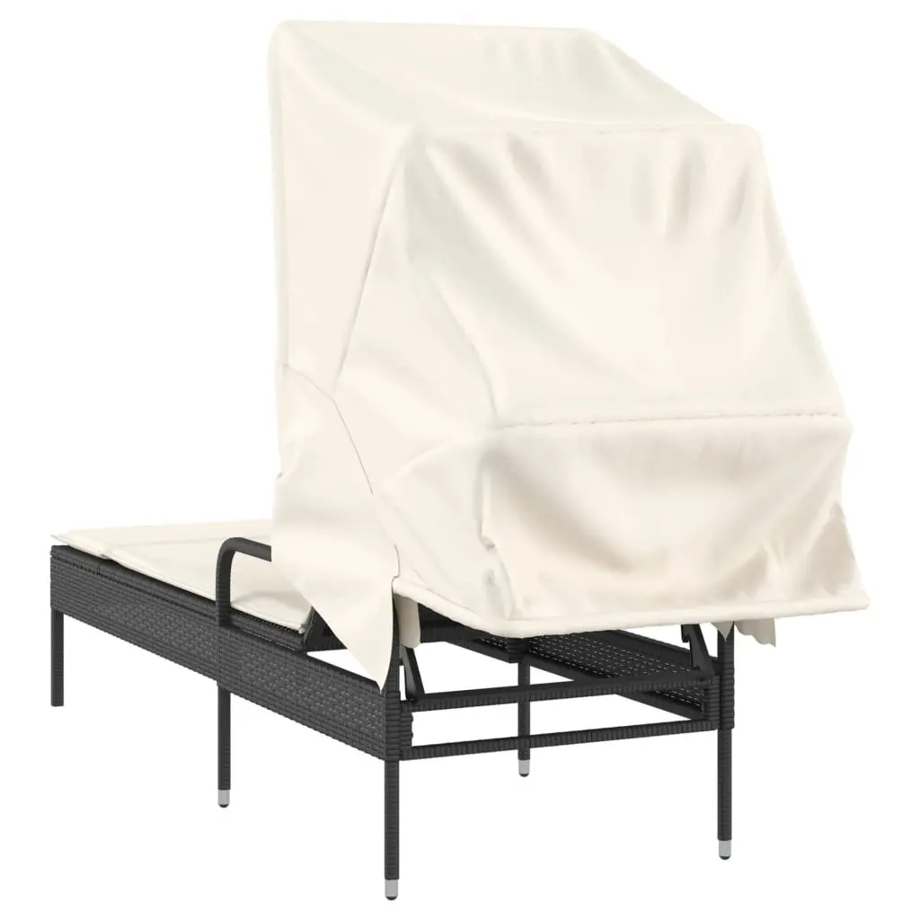 Sun Lounger with Retractable Canopy and Adjustable Backrest