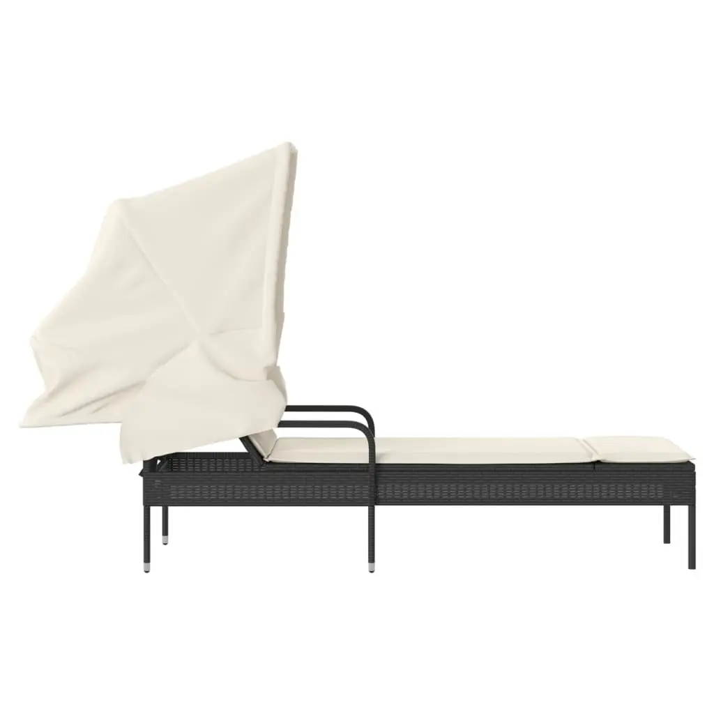 Sun Lounger with Retractable Canopy and Adjustable Backrest