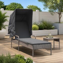Durable Sun Lounger with Adjustable Canopy and Backrest