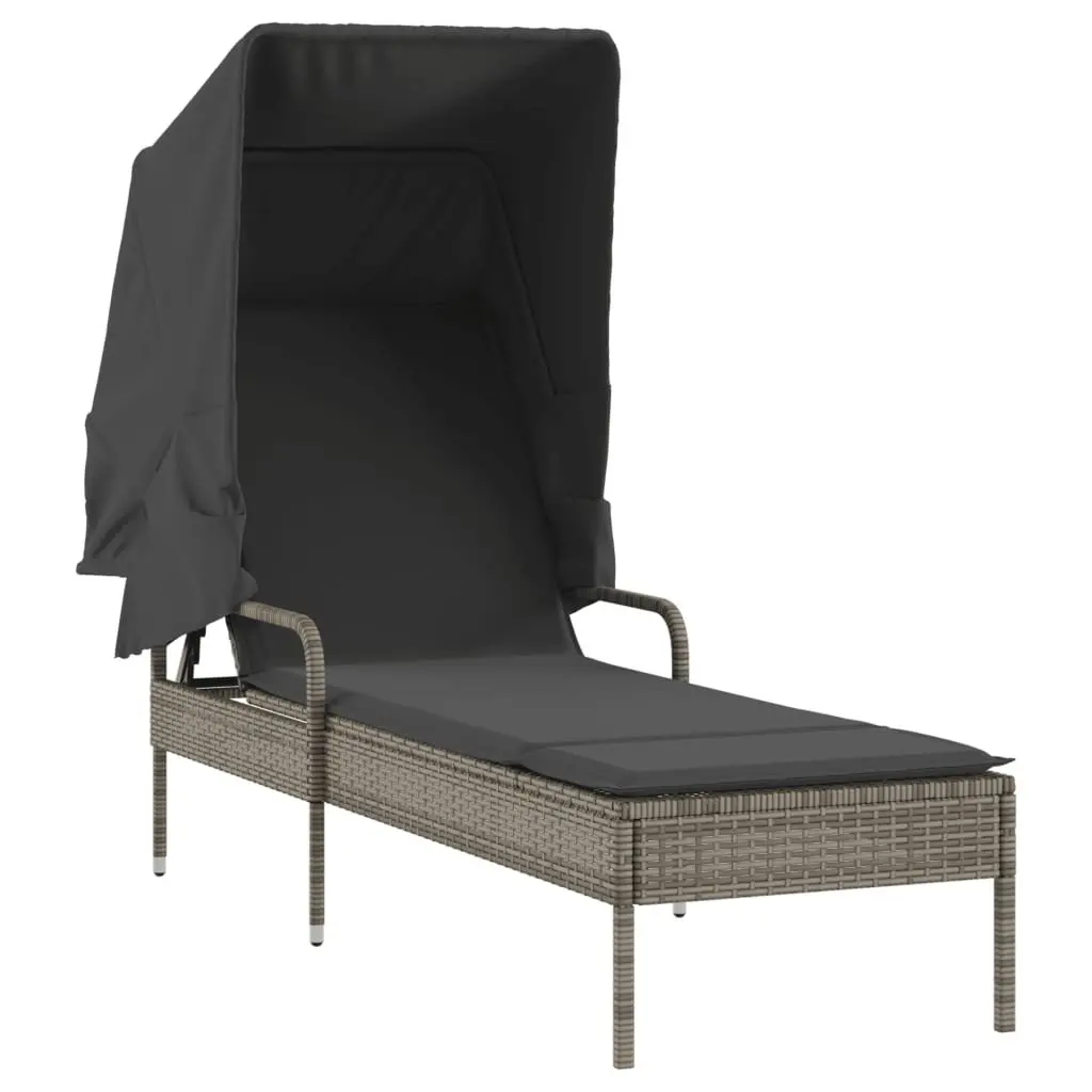 Sun Lounger with Adjustable Canopy and Backrest