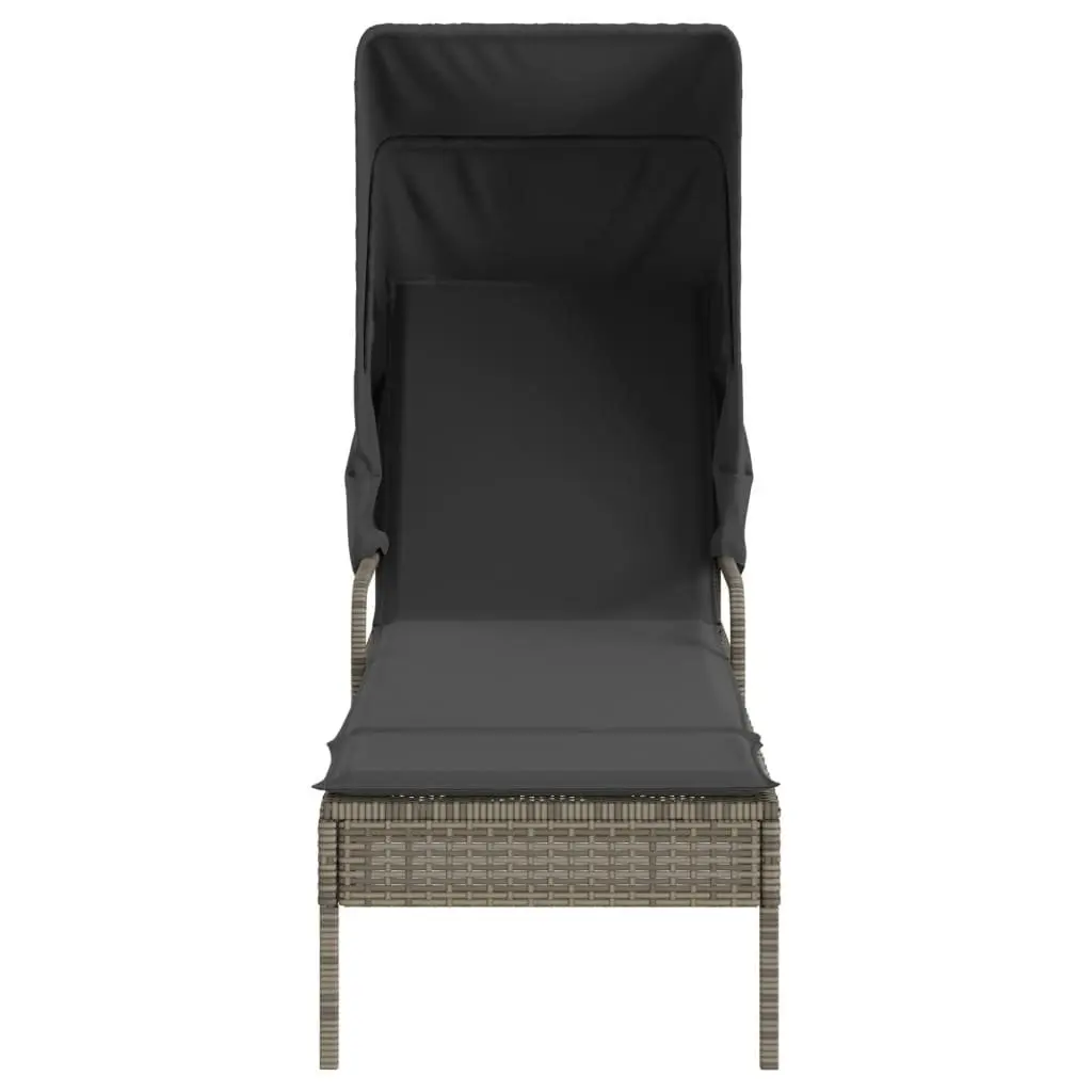Sun Lounger with Adjustable Canopy and Backrest