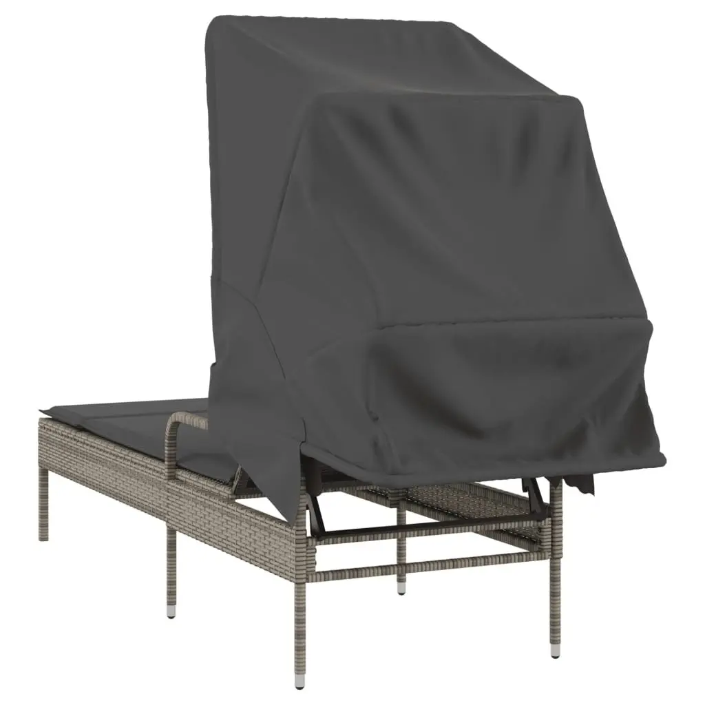 Sun Lounger with Adjustable Canopy and Backrest