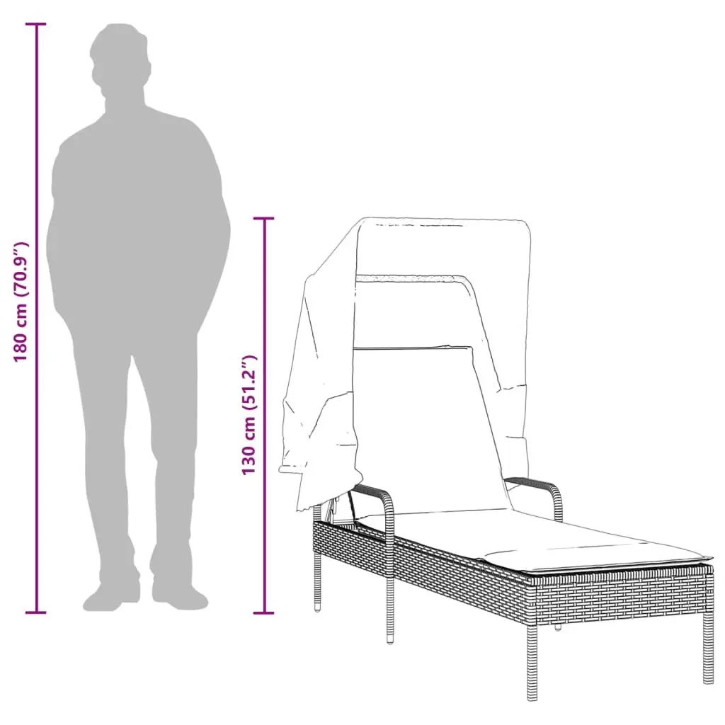 Sun Lounger with Adjustable Canopy and Backrest