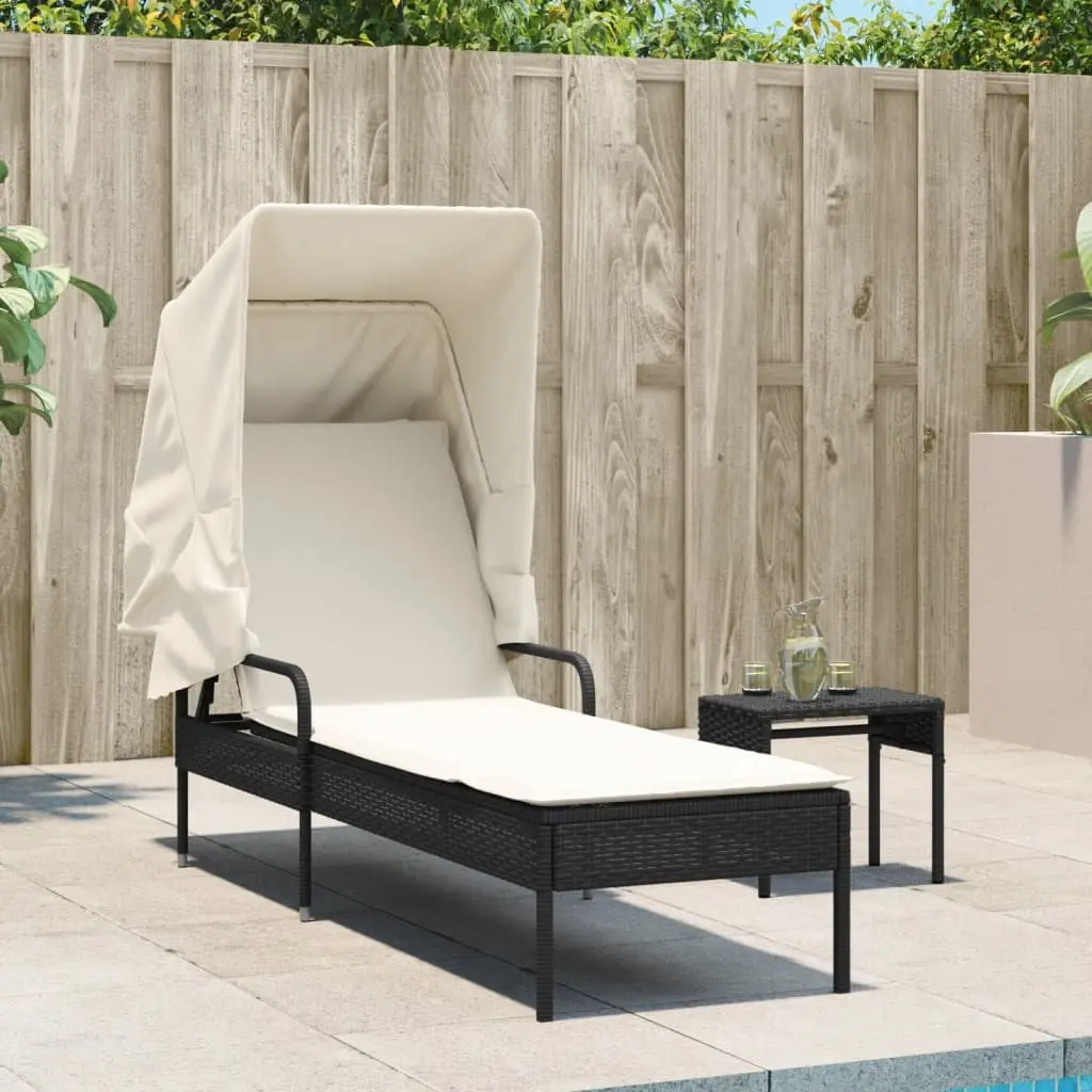 Adjustable Backrest Sun Lounger with Canopy and Table Outdoor