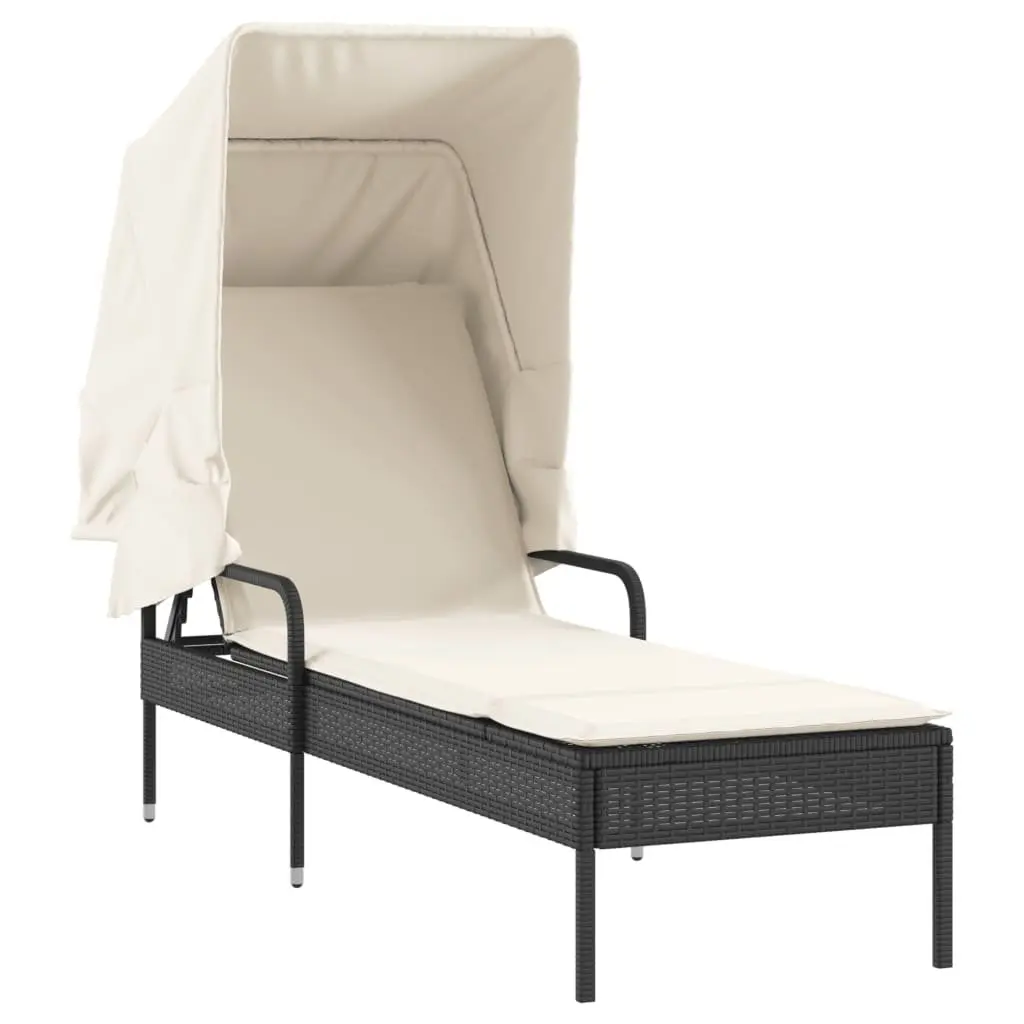 Adjustable Backrest Sun Lounger with Canopy and Table Outdoor