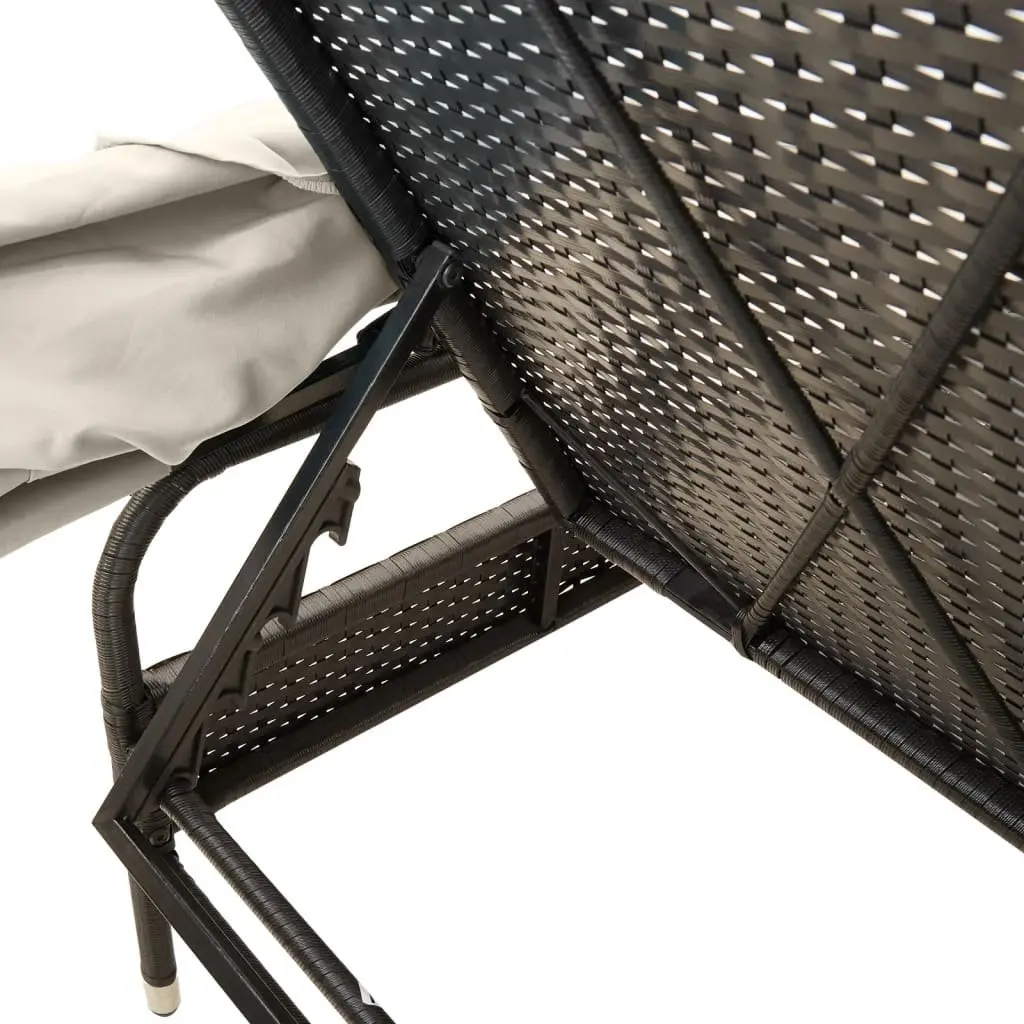 Adjustable Backrest Sun Lounger with Canopy and Table Outdoor