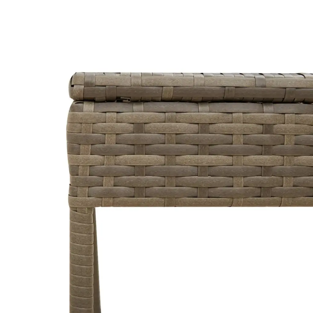 Sun Lounger PE Rattan Adjustable Backrest Grey Outdoor with Canopy and Tea Table