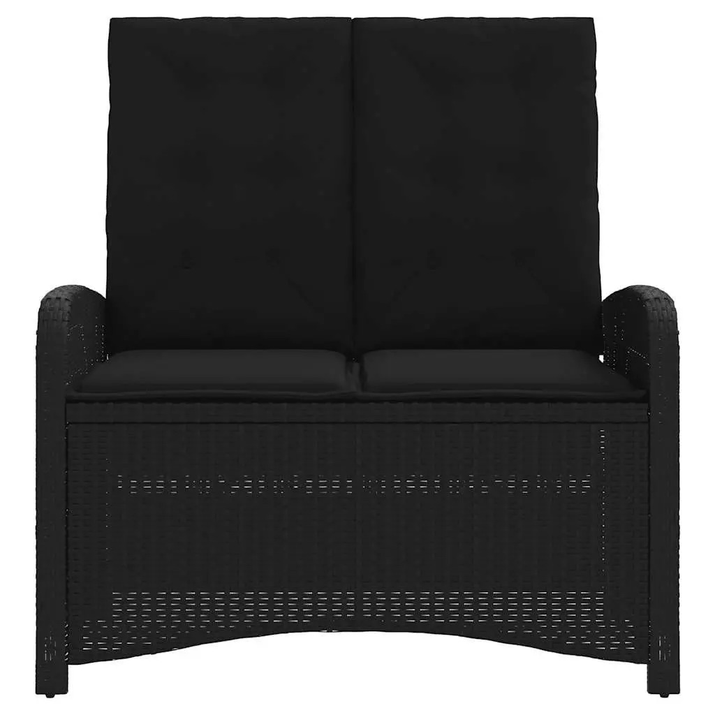 Black Adjustable Reclining Garden Bench with Cushions
