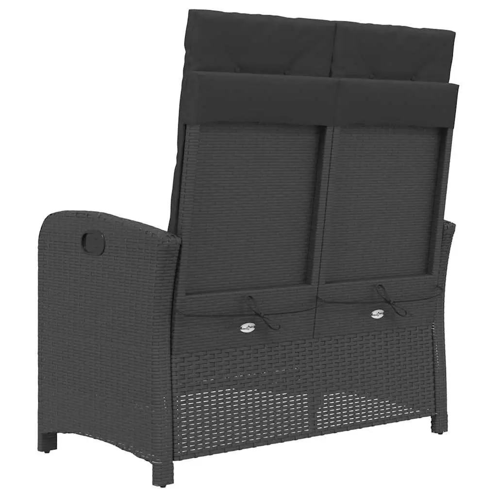 Black Adjustable Reclining Garden Bench with Cushions