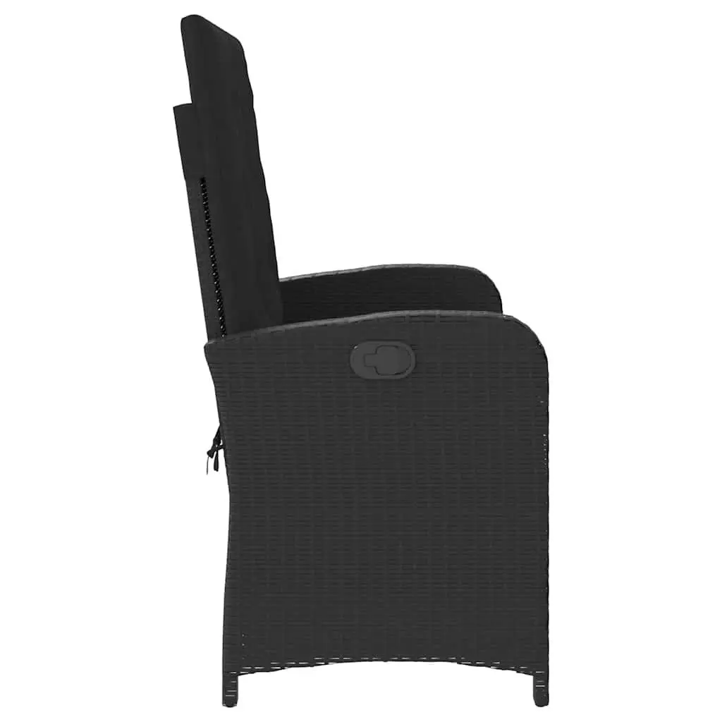 Black Adjustable Reclining Garden Bench with Cushions