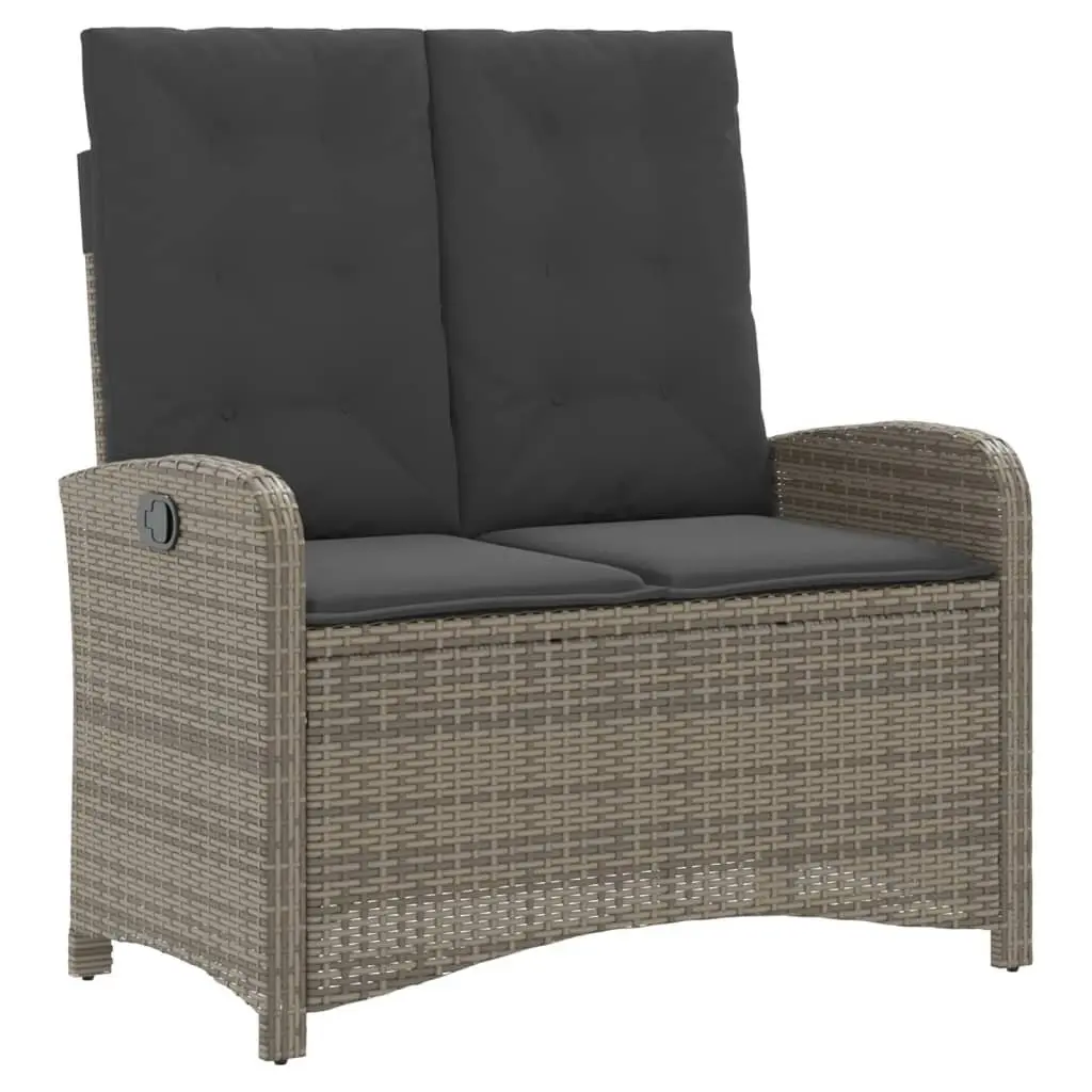 Adjustable Backrest Garden Bench with Cushions in Grey