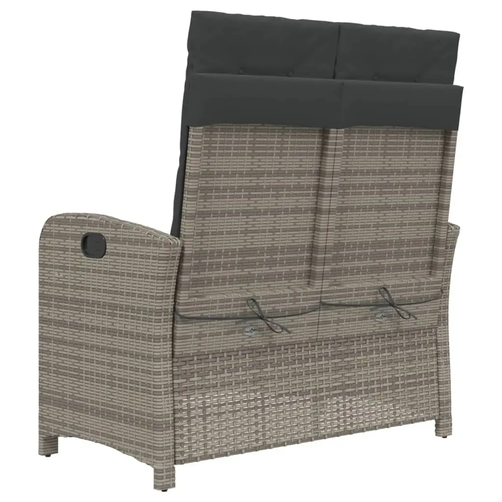 Adjustable Backrest Garden Bench with Cushions in Grey