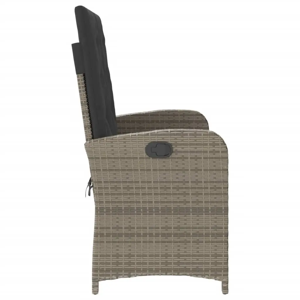 Adjustable Backrest Garden Bench with Cushions in Grey