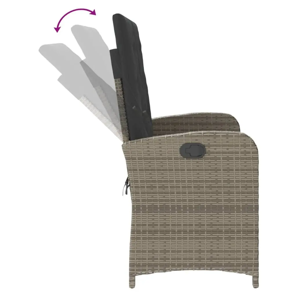 Adjustable Backrest Garden Bench with Cushions in Grey