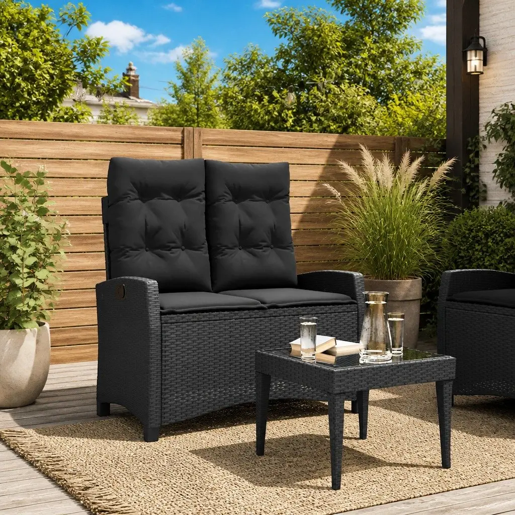 Adjustable Reclining Garden Bench with Cushions