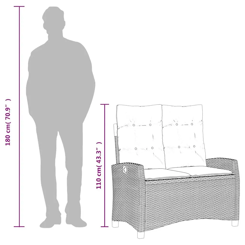 Adjustable Reclining Garden Bench with Cushions