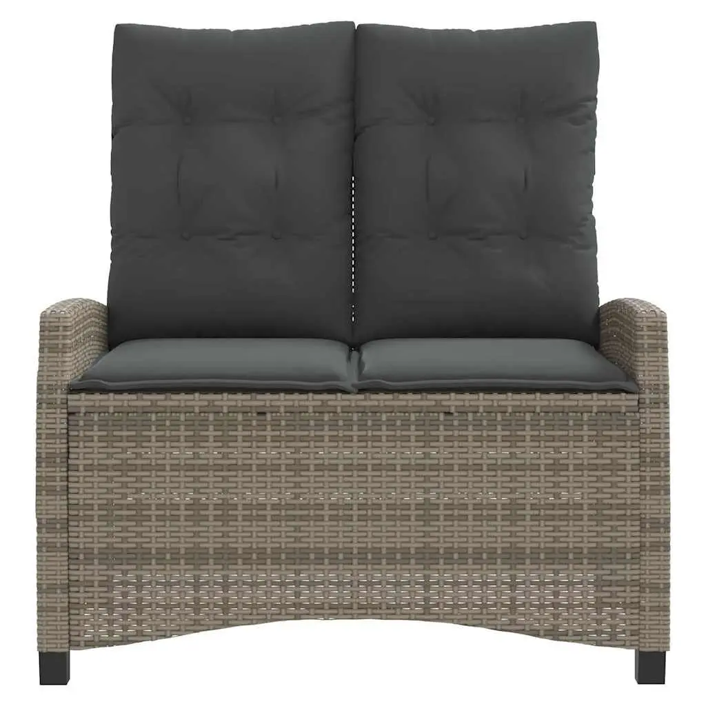 Reclining Garden Bench with Cushions in Grey