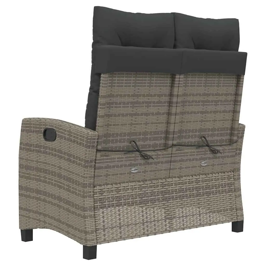 Reclining Garden Bench with Cushions in Grey