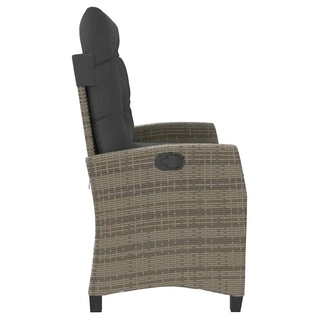 Reclining Garden Bench with Cushions in Grey