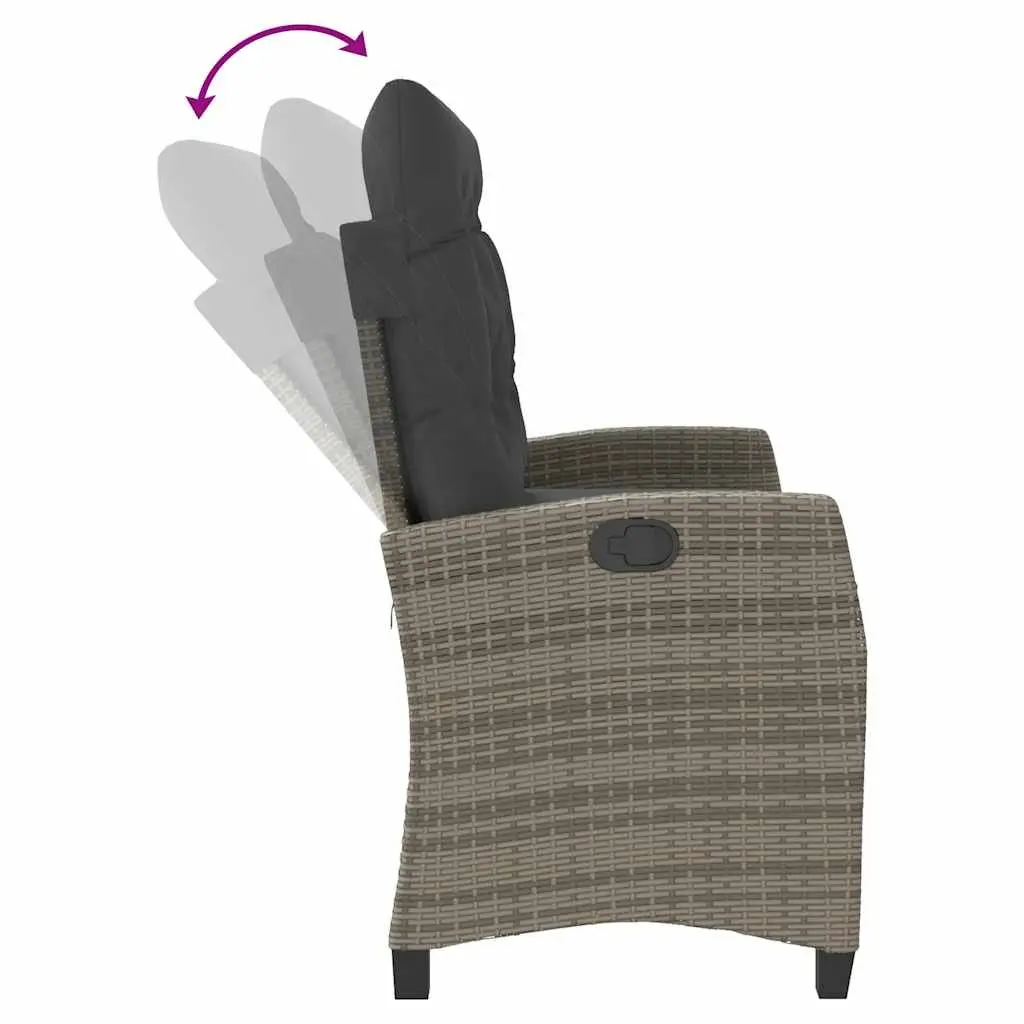 Reclining Garden Bench with Cushions in Grey