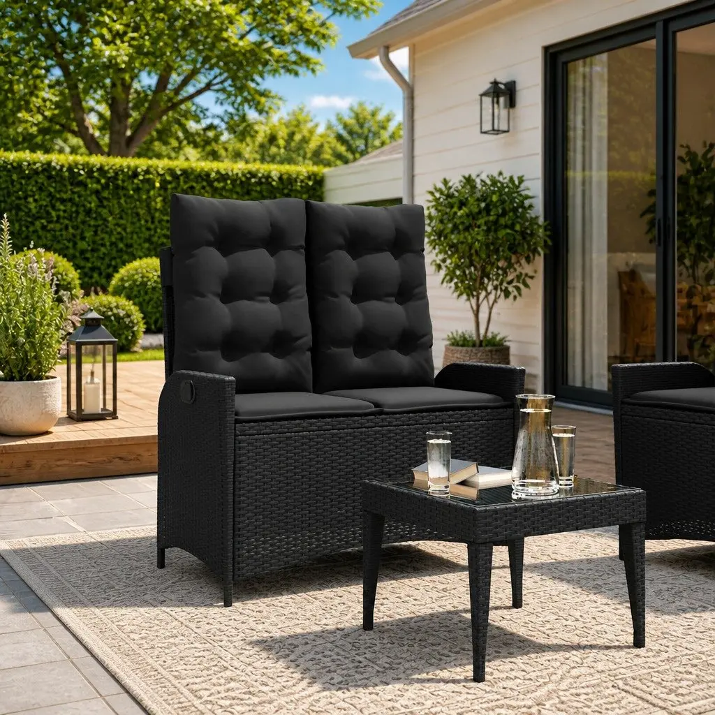 Adjustable Reclining Garden Bench with Cushions