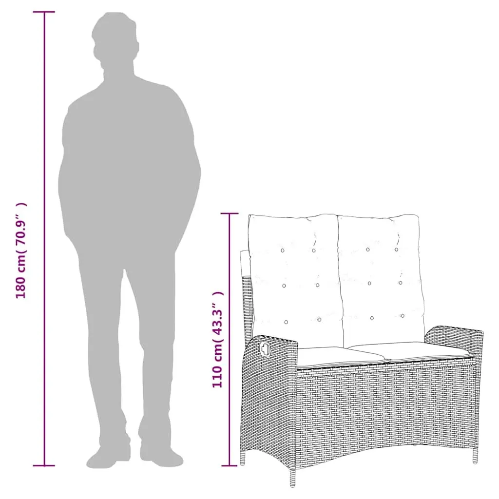 Adjustable Reclining Garden Bench with Cushions