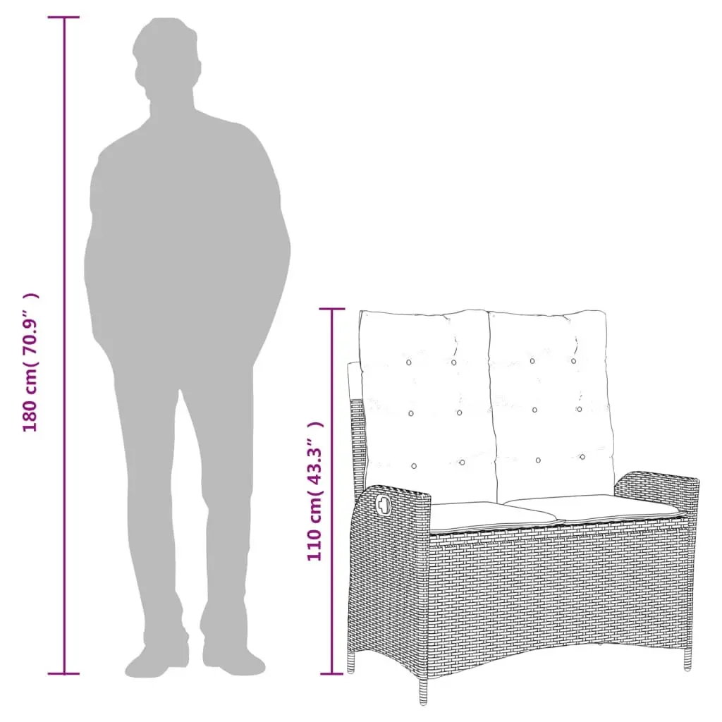 Reclining Garden Bench with Adjustable Backrest