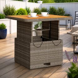 Stylish 80x80x71cm Grey Poly Rattan Garden Table