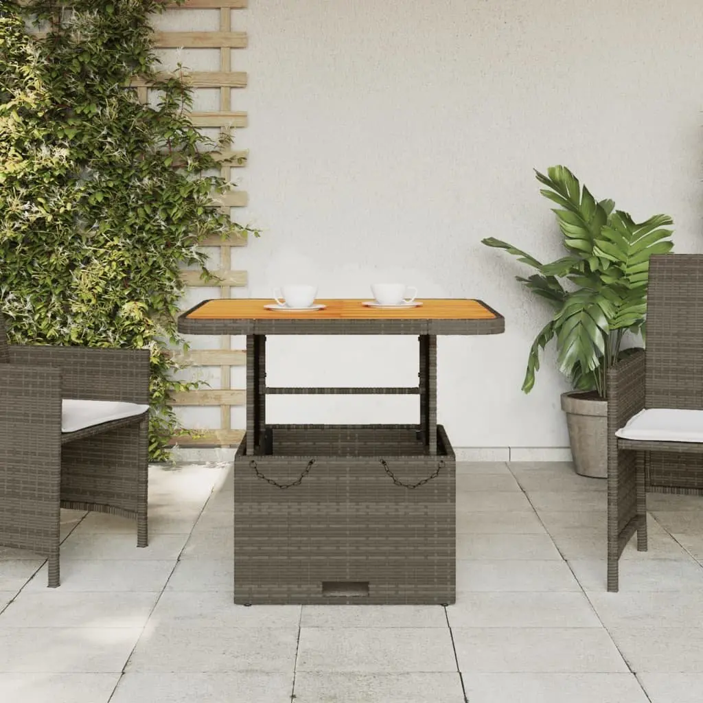 80x80x71cm Grey Poly Rattan Garden Table