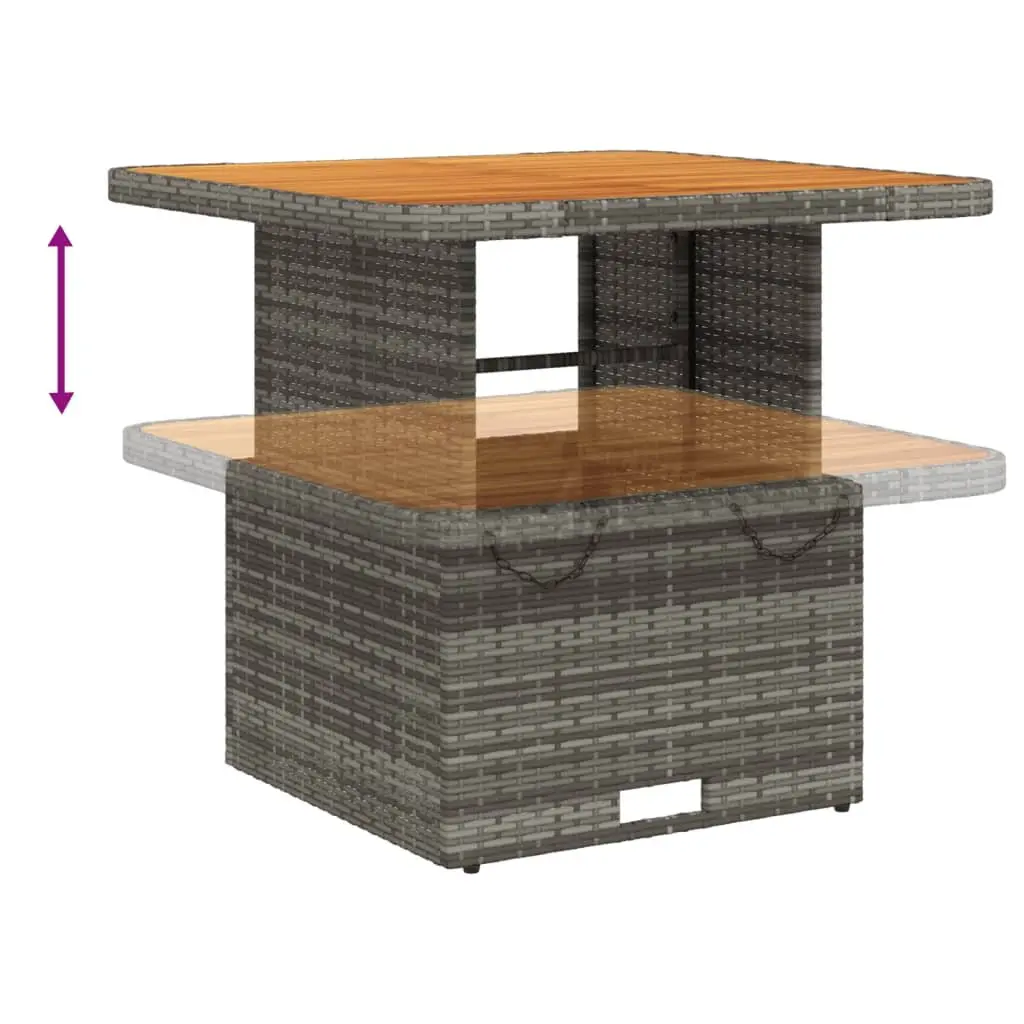 80x80x71cm Grey Poly Rattan Garden Table