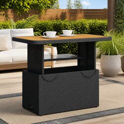 Black Outdoor Garden Table 90x55x71cm - Durable Design