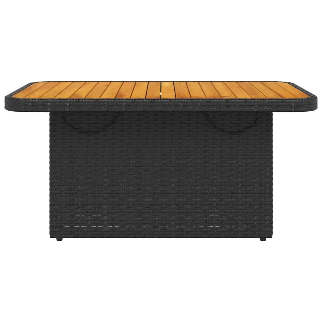 Garden Table Acacia Wood PE Rattan Powder-coated Steel 90x55x71cm Black
