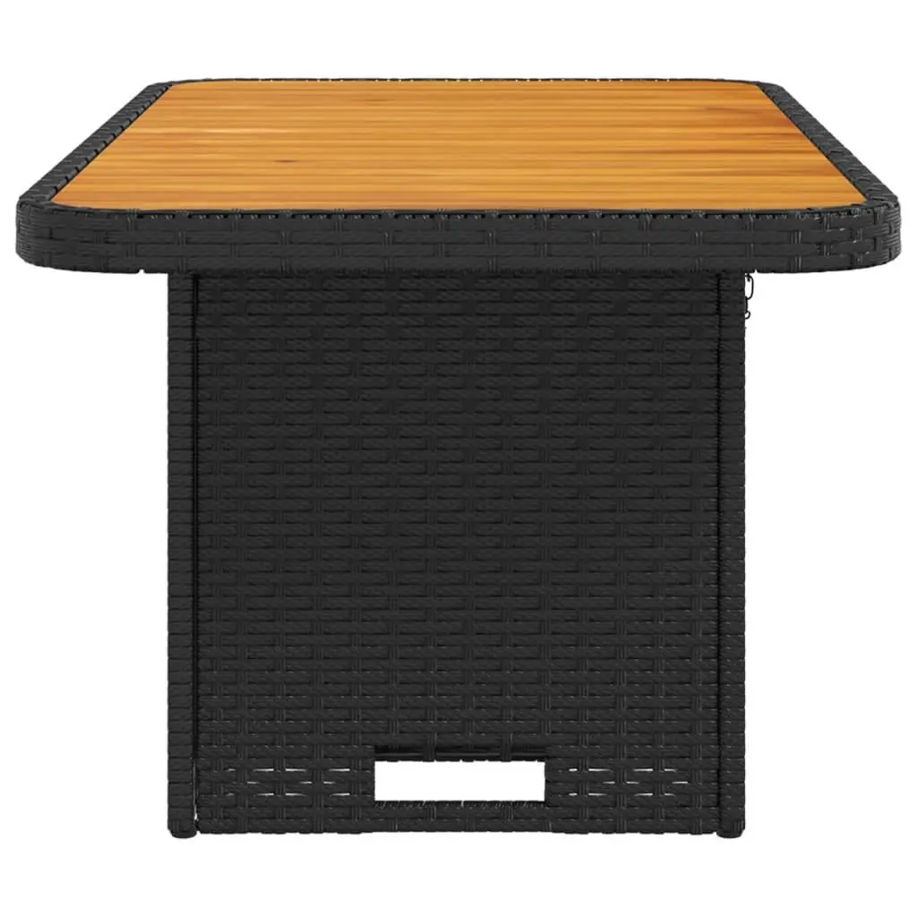 Garden Table Acacia Wood PE Rattan Powder-coated Steel 90x55x71cm Black