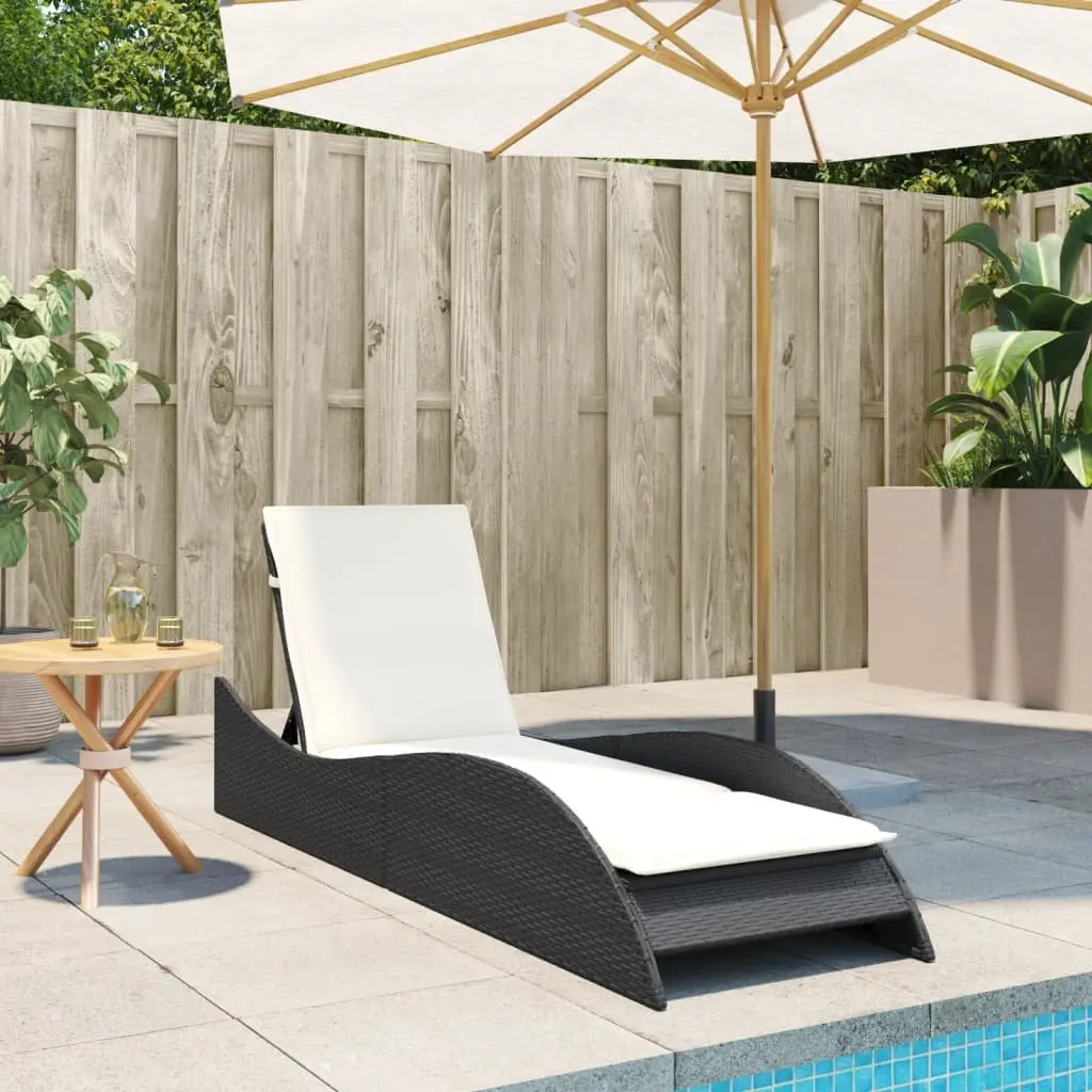 Black Sun Lounger with Adjustable Backrest