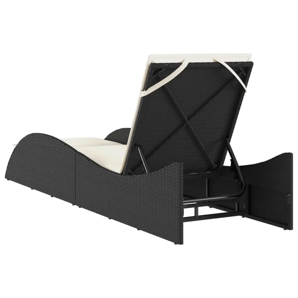 Black Sun Lounger with Adjustable Backrest