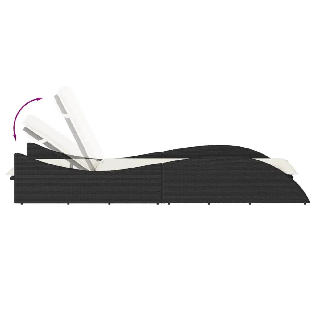 Black Sun Lounger with Adjustable Backrest