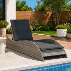 Adjustable Grey Sun Lounger Garden Chair with Cushion