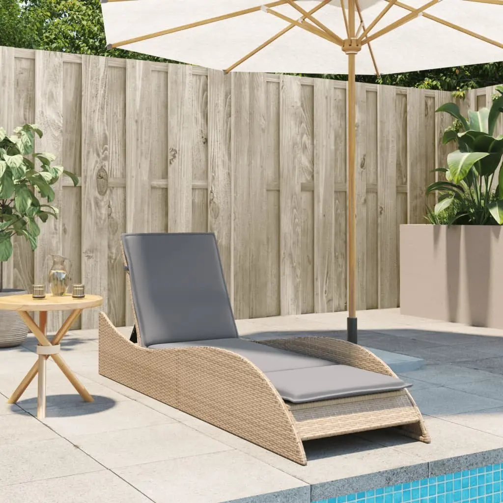 Sun Lounger PE Rattan Powder-coated Steel 60 x 205 x 73 cm Beige