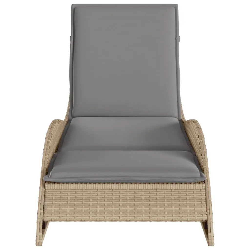 Sun Lounger PE Rattan Powder-coated Steel 60 x 205 x 73 cm Beige