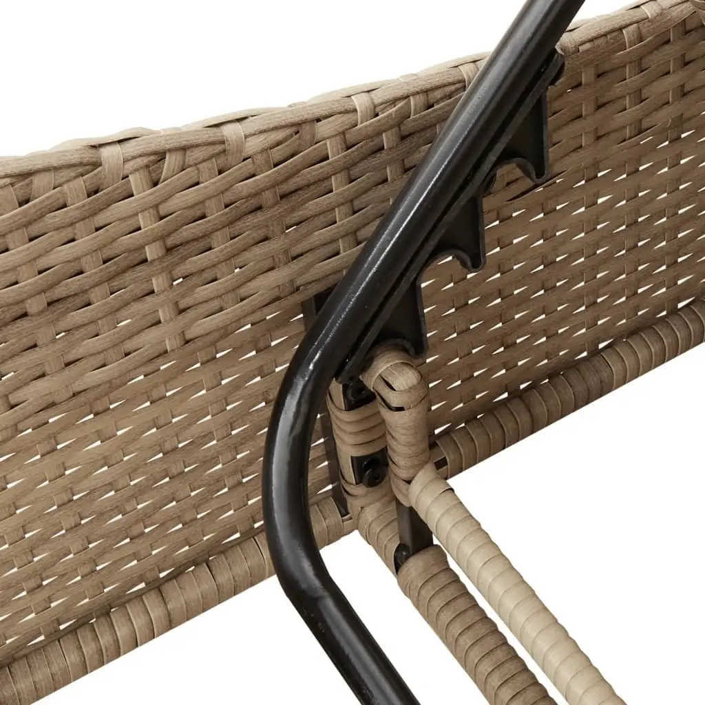 Sun Lounger PE Rattan Powder-coated Steel 60 x 205 x 73 cm Beige