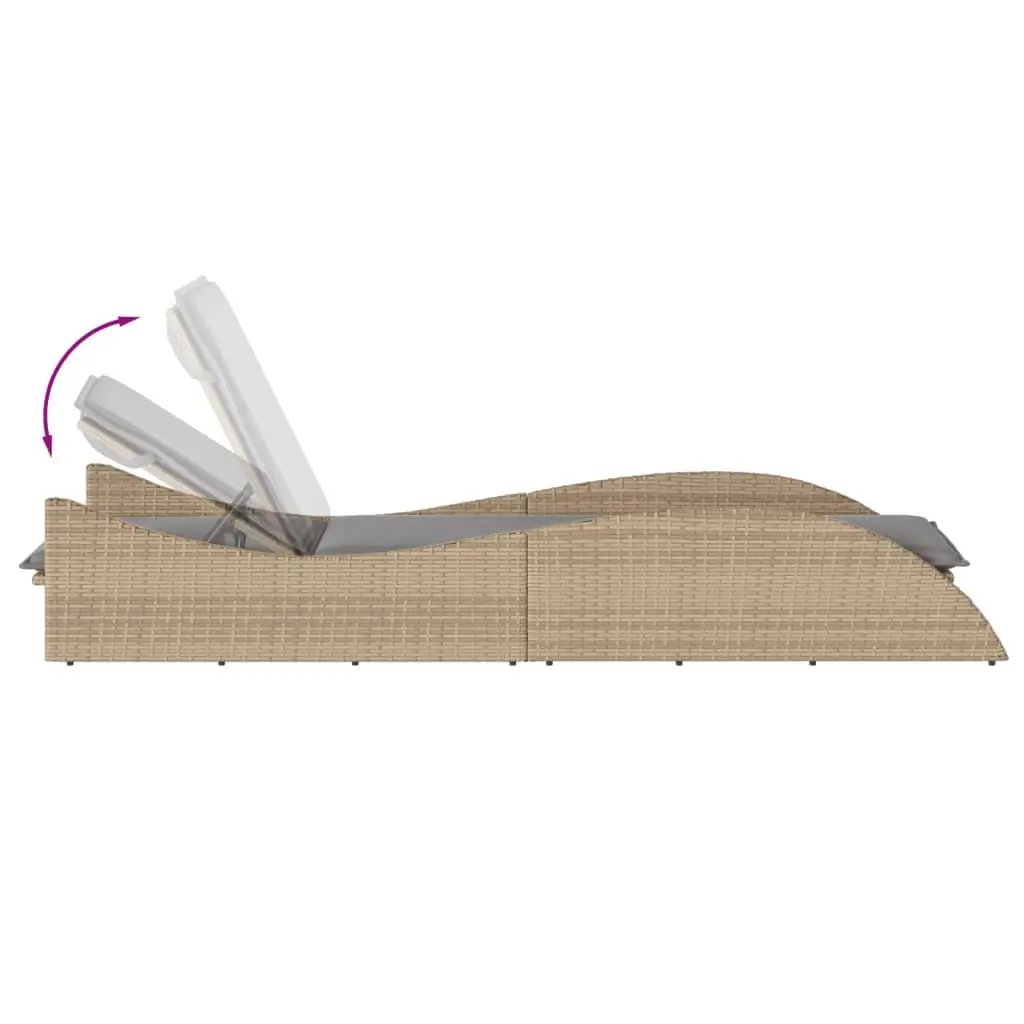 Sun Lounger PE Rattan Powder-coated Steel 60 x 205 x 73 cm Beige