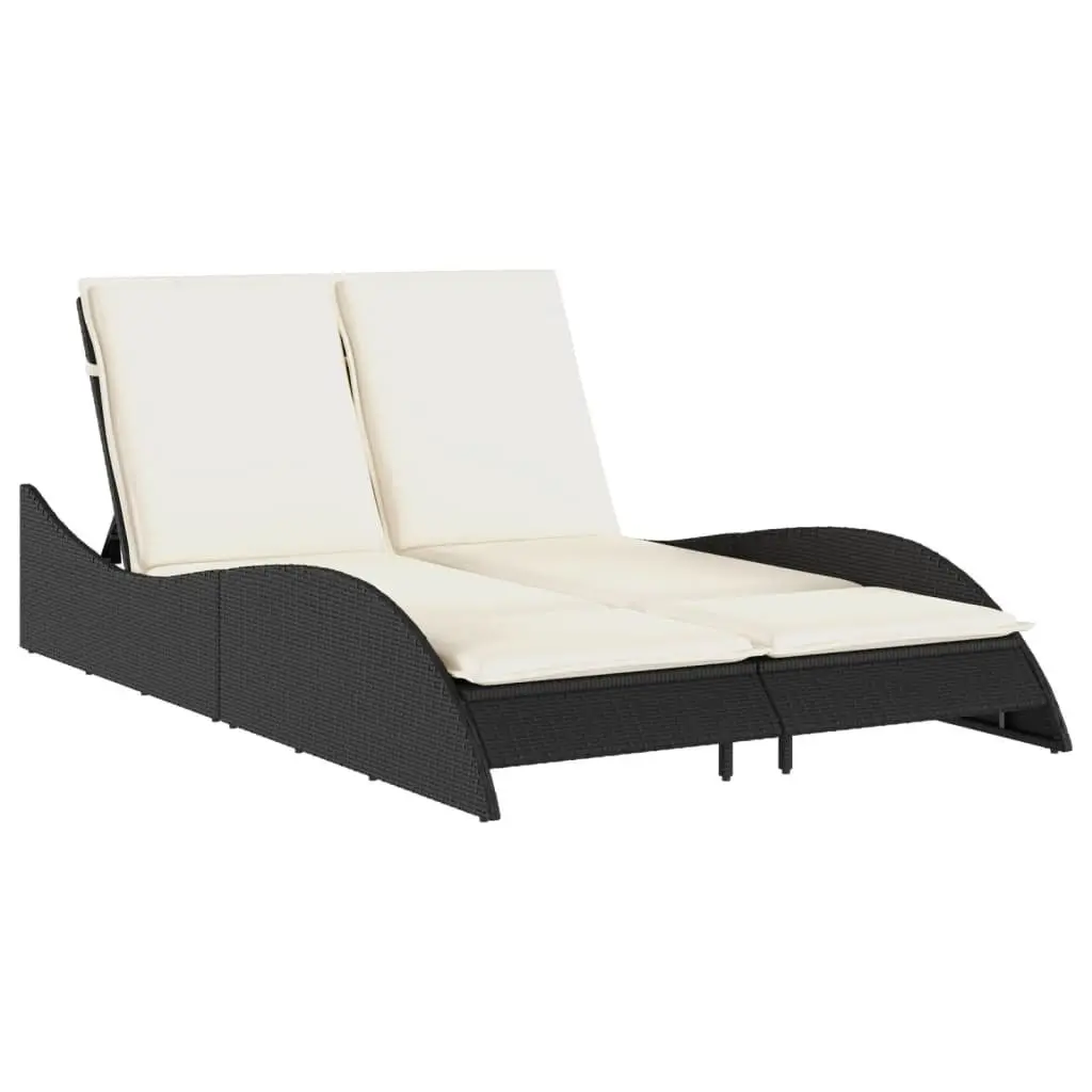 Sun Lounger PE Rattan Adjustable Backrest 114L x 205W x 73H cm Black