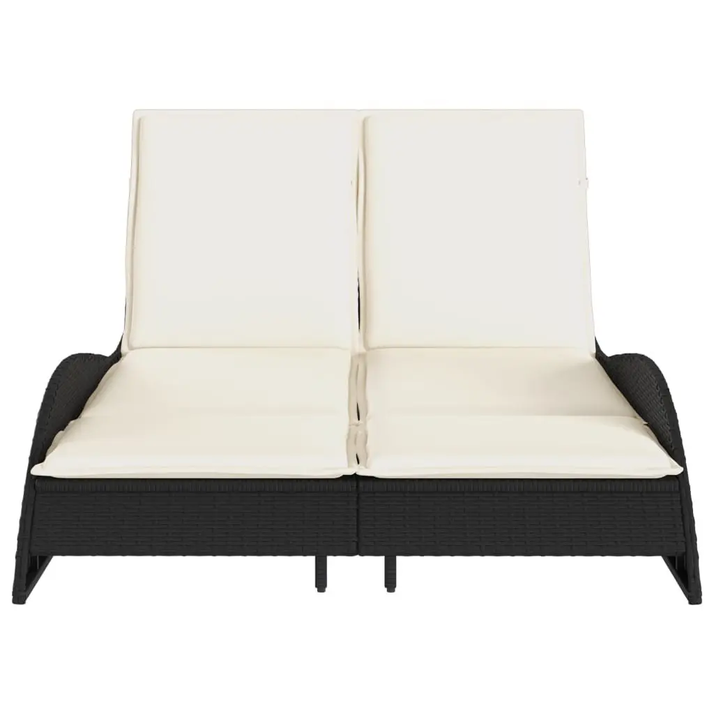 Sun Lounger PE Rattan Adjustable Backrest 114L x 205W x 73H cm Black