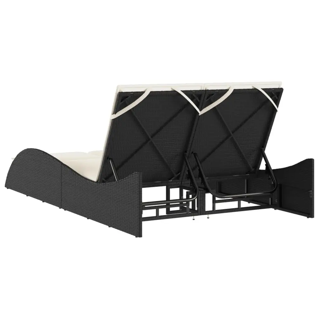 Sun Lounger PE Rattan Adjustable Backrest 114L x 205W x 73H cm Black