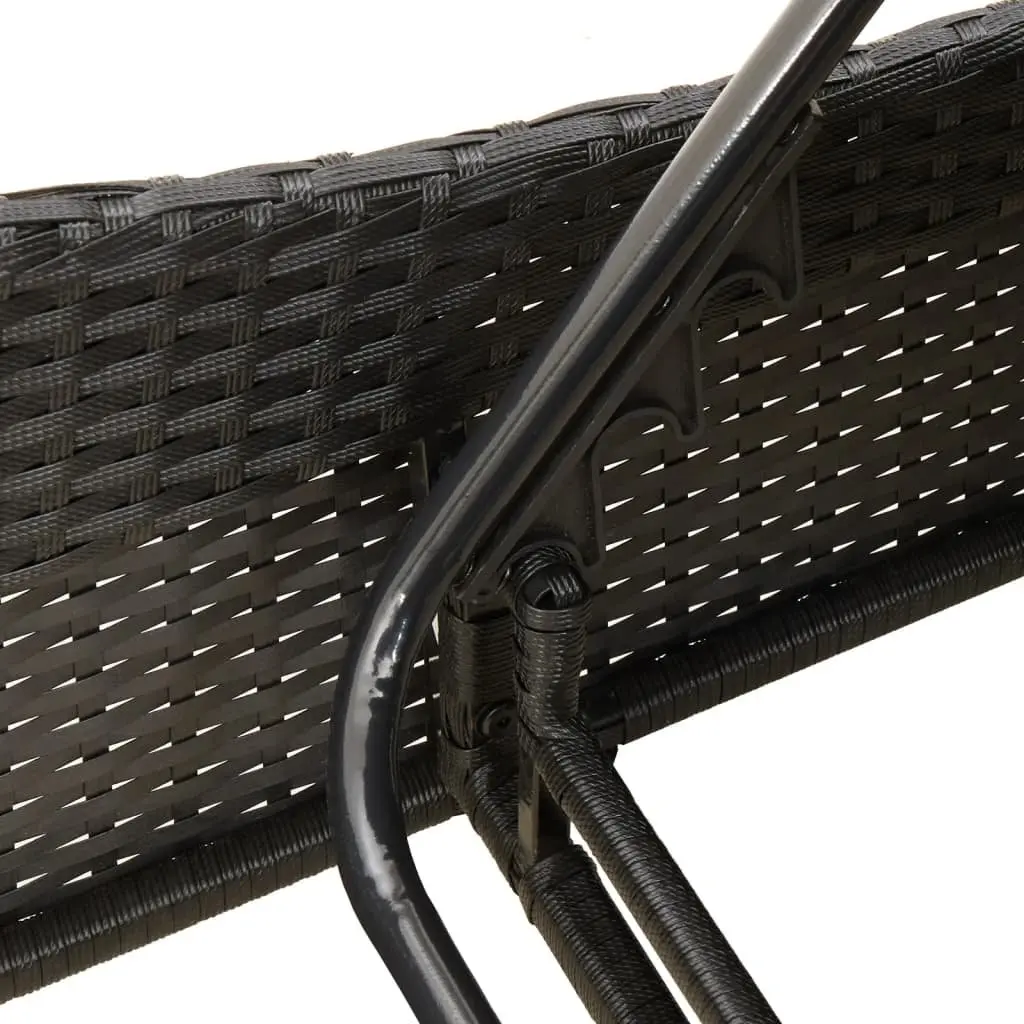 Sun Lounger PE Rattan Adjustable Backrest 114L x 205W x 73H cm Black