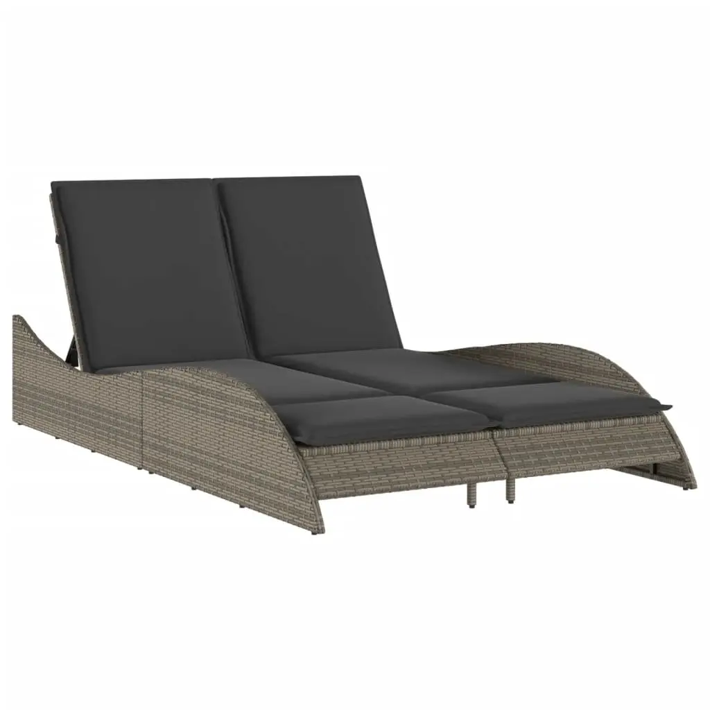 Sun Lounger with Cushions Grey Adjustable Backrest