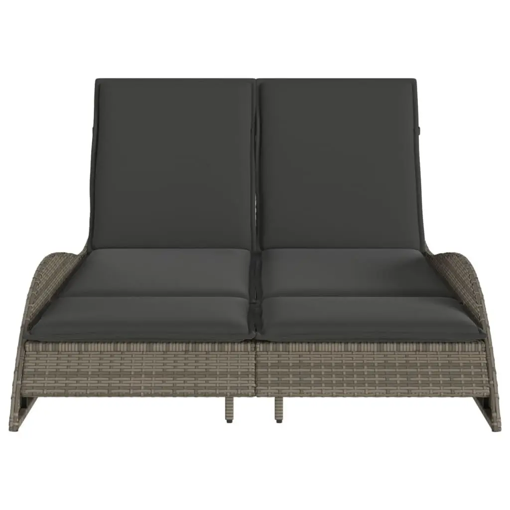 Sun Lounger with Cushions Grey Adjustable Backrest